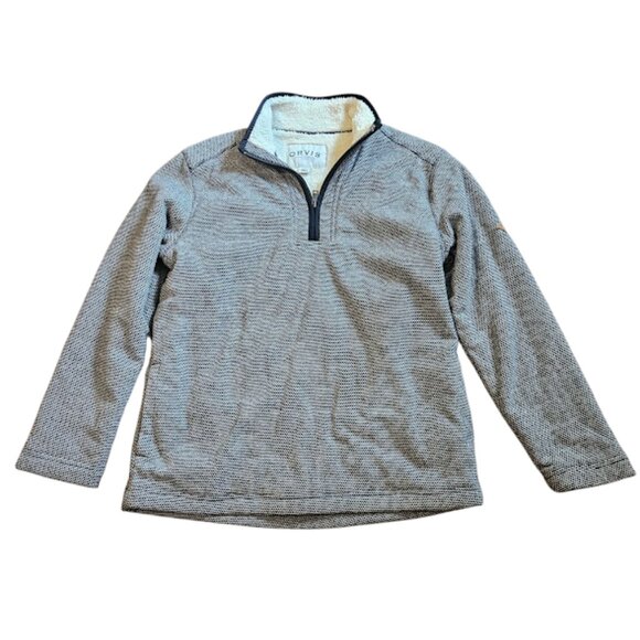 Orvis Sherpa Lined 1/4 Zip Pullover Sweater Jacket Men Medium Gray Warm Outdoor - Picture 1 of 8